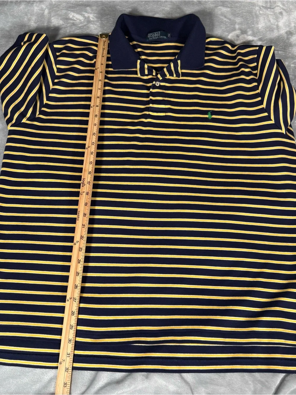 Polo Ralph Lauren Striped Polo Shirt Mens 3XB (Fits Shorter) Cotton Preppy Navy